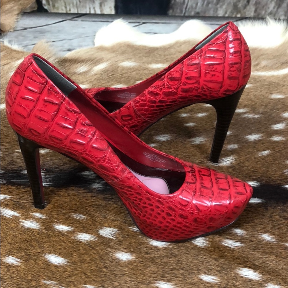 Paris Hilton Red Croc Heels Size 6.5